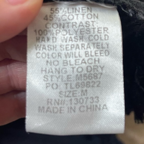 Umgee Black Linen Blend Crochet Sleeve  High Low Frayed Hem Dress, Size Medium - Picture 11 of 14